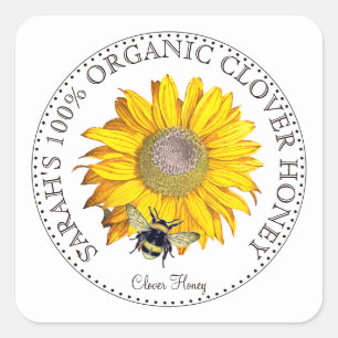 Honey Bee Daisy Honey Jar Label