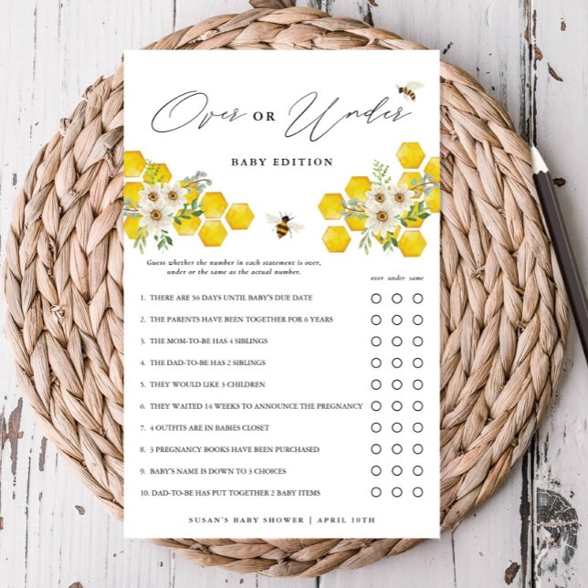  Honey Bee & Daisy Over Under Baby Paper Game Card (Creator Uploaded)