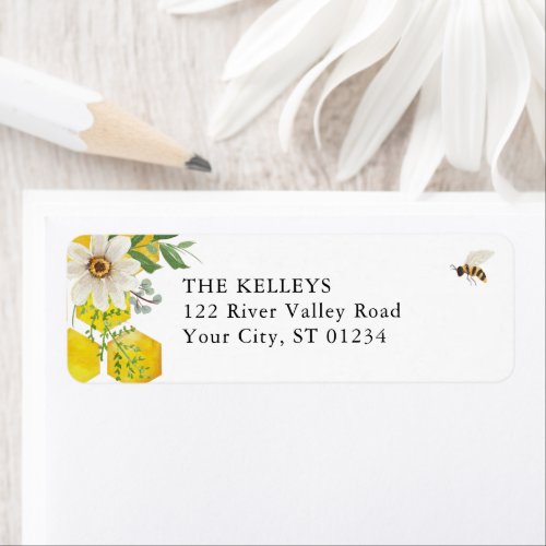 Honey Bee  Daisy Return Address Label