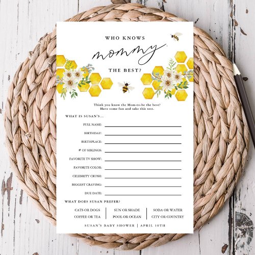 Honey Bee  Daisy Who Knows Mommy Paper Game Card
