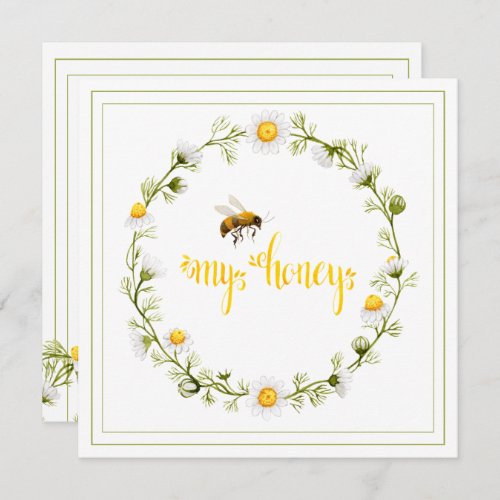 Honey Bee Daisy Wreath Be My Honey Valentines Day Holiday Card