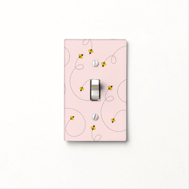 Honey Bee Dance Pink Light Switch Cover (In Situ)