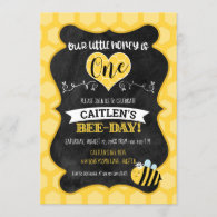 Honey Bee-Day First Birthday Chalkboard Bumblebee Invitation