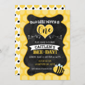 Honey Bee-Day First Birthday Chalkboard Bumblebee Invitation (Front/Back)