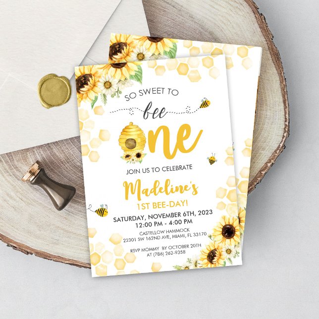 Honey Bee-Day Sunflower Birthday Invitation (Creator Uploaded)