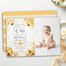 Honey Bee-Day Watercolor Cute Photo 1st Birthday