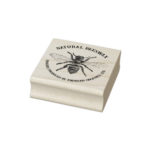 Honey bee design vintage address and product name rubber stamp