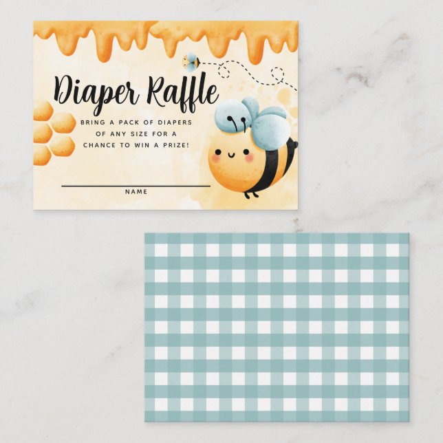 Honey Bee Diaper Raffle Card Insert (Front/Back)