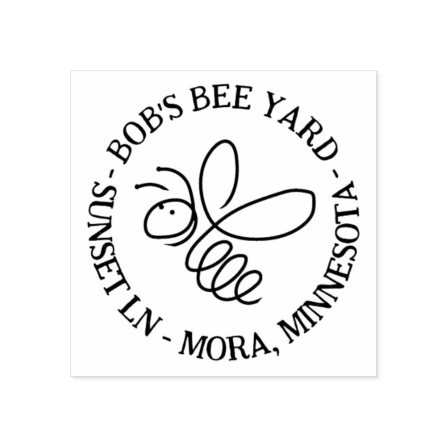 Honey Bee Doodle Casual Handwritten Text Apiary Rubber Stamp (Imprint)