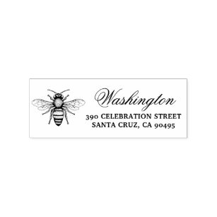 Custom Business Stamp Smile Face Busy Bee Beeswax Goodies Honey Sign Label Seal Return Flash Stampers 
