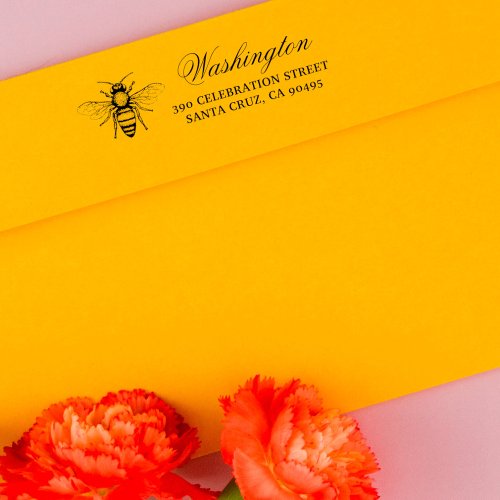Honey Bee  Family Name Script  Return Address Rubber Stamp