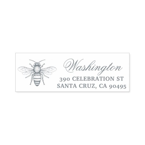 Honey Bee  Family Name Script  Return Address Self_inking Stamp