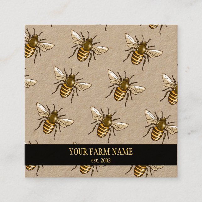 Honey Bee Farm Beekeeper Apiarist Honeybees Square Business Card (Front)