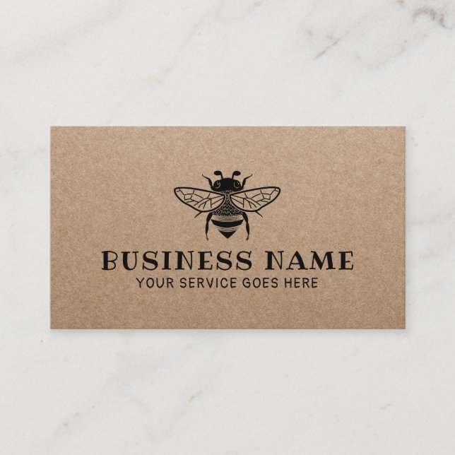 Honey Bee Farm Beekeeper Apiary Rustic Kraft Business Card (Front)