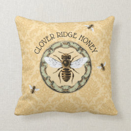 Honey Bee Farm Beekeeper Label 3 Throw Pillow
