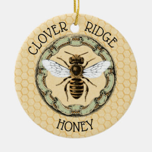 Honey Bee Farm Beekeeper Label Ceramic Ornament