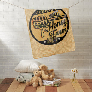Honey Bee Farm Personalized NAME Sweet Beehive Baby Blanket