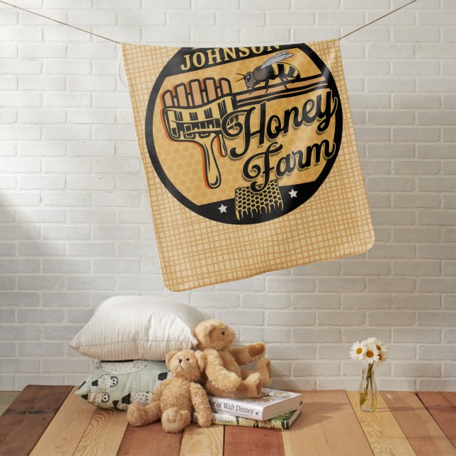 Honey Bee Farm Personalized NAME Sweet Beehive Baby Blanket (In Situ)