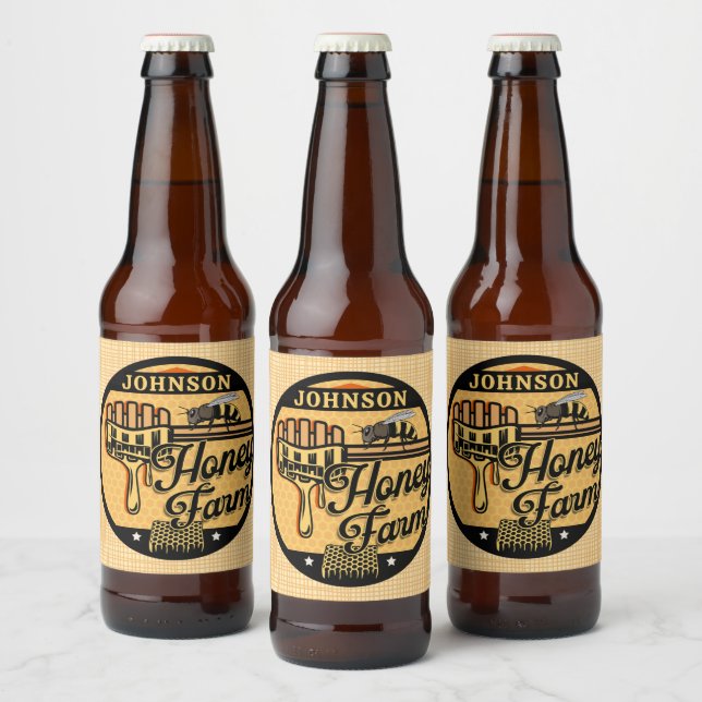 Honey Bee Farm Personalized NAME Sweet Beehive Beer Bottle Label (Bottles)