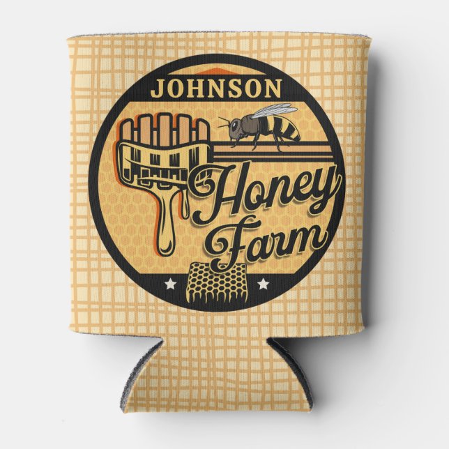 Honey Bee Farm Personalized NAME Sweet Beehive Can Cooler (Front)