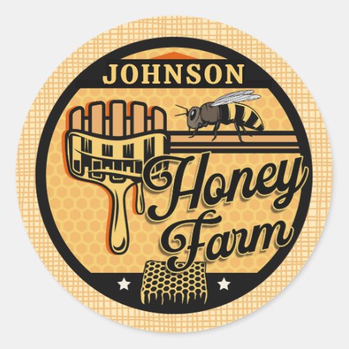 Honey Bee Farm Personalized NAME Sweet Beehive Classic Round Sticker