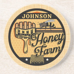 Honey Bee Farm Personalized NAME Sweet Beehive Coaster