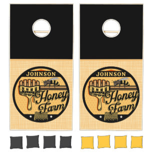 Honey Bee Farm Personalized NAME Sweet Beehive Cornhole Set