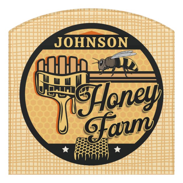 Honey Bee Farm Personalized NAME Sweet Beehive Door Sign (Contour Front)