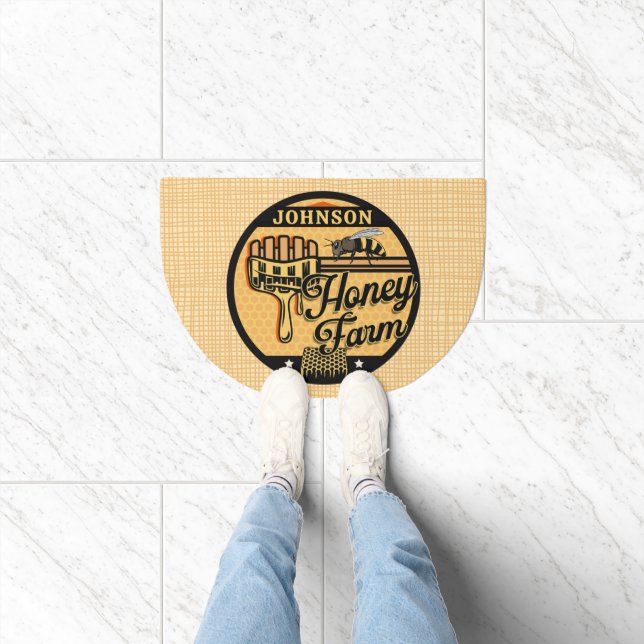 Honey Bee Farm Personalized NAME Sweet Beehive Doormat (Indoor)