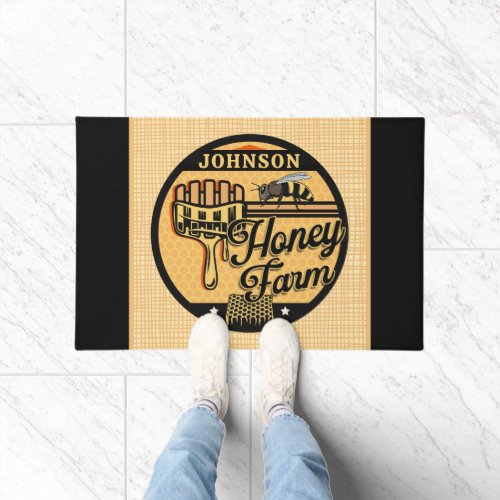 Honey Bee Farm Personalized NAME Sweet Beehive Doormat