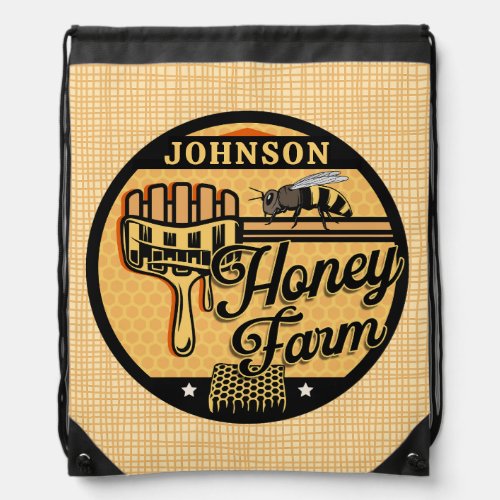 Honey Bee Farm Personalized NAME Sweet Beehive Drawstring Bag