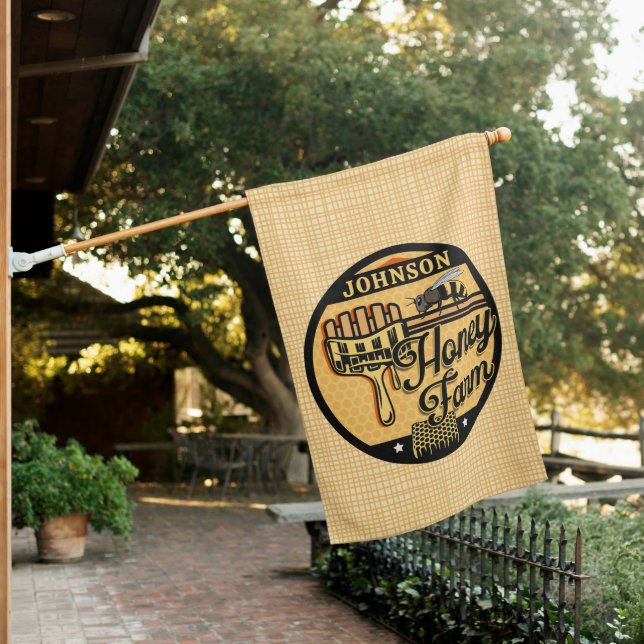 Honey Bee Farm Personalized NAME Sweet Beehive House Flag (In SItu)