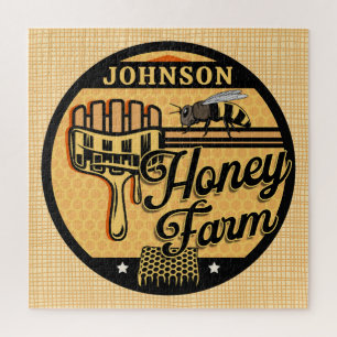 Honey Bee Farm Personalized NAME Sweet Beehive Jigsaw Puzzle