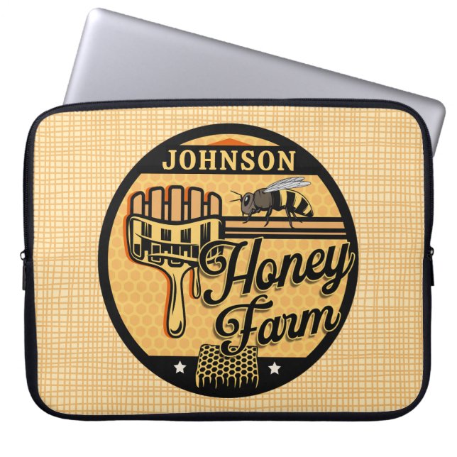 Honey Bee Farm Personalized NAME Sweet Beehive Laptop Sleeve (Front)