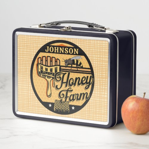 Honey Bee Farm Personalized NAME Sweet Beehive Metal Lunch Box