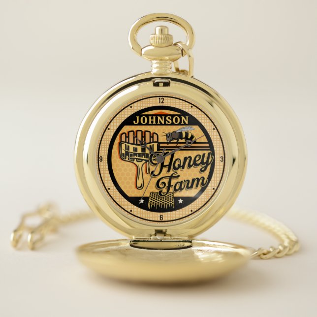 Honey Bee Farm Personalized NAME Sweet Beehive Pocket Watch (Inside)