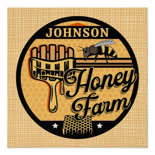Honey Bee Farm Personalized NAME Sweet Beehive Poster