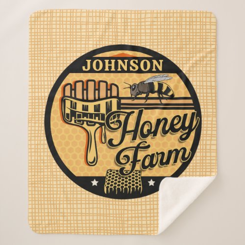 Honey Bee Farm Personalized NAME Sweet Beehive Sherpa Blanket