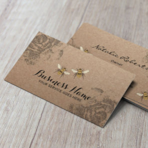 Honey Bee Farm Vintage Floral Rustic Kraft Business Card