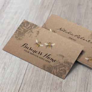 Honey Bee Farm Vintage Floral Rustic Kraft Business Card