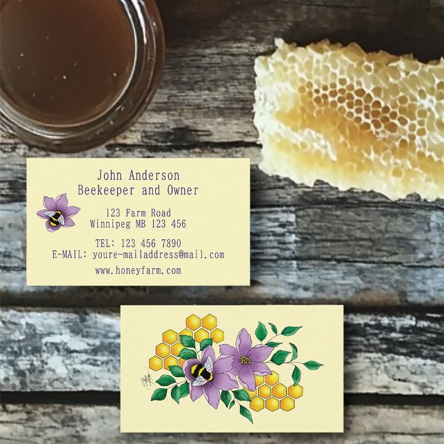 Honey Bee Farm Yellow Lavender Business Card (Creator Uploaded)
