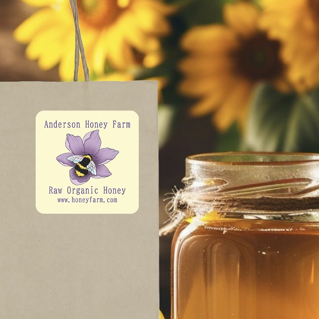 Honey Bee Farm Yellow Lavender Square Sticker (Creator Uploaded)