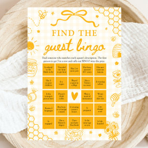 Honey Bee Find the Guest Bingo Baby Shower Game Invitation