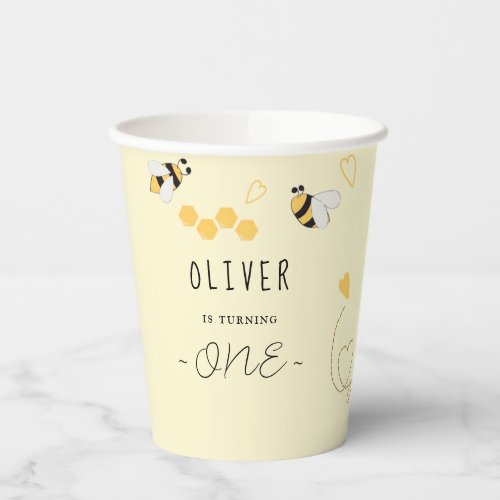 Honey Bee First Bee_day Birthday Gender Neutral Paper Cups