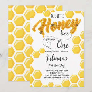 Honey Bee First Bee-Day Birthday Invitation