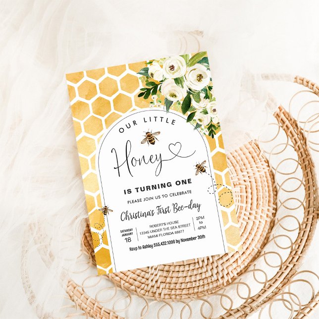 Honey Bee First Birthday Invitation (Creator Uploaded)