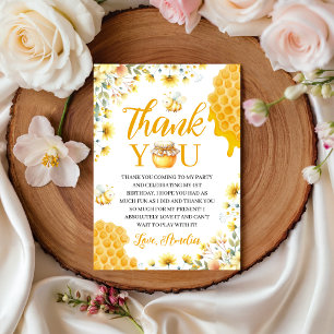 Honey Bee First Birthday Thank You Card