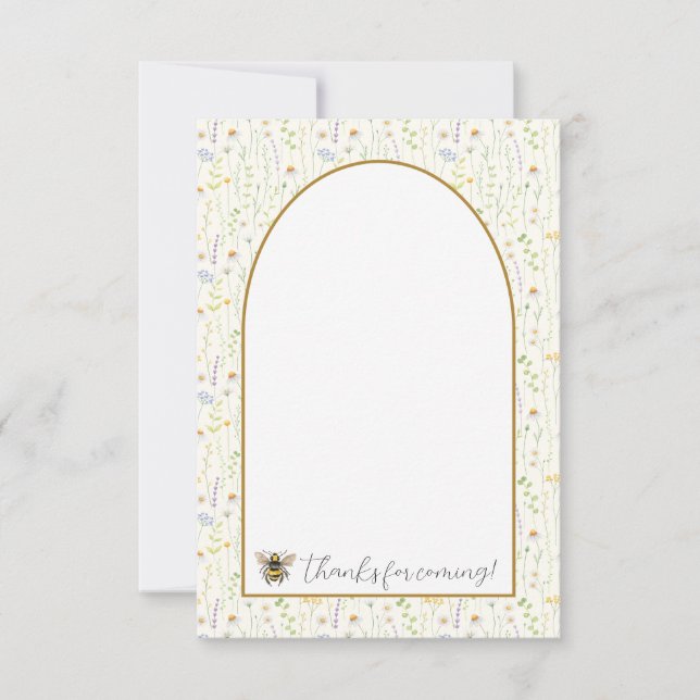 Honey Bee First Birthday Thank You Cards (Front)