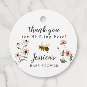 Honey Bee Floral Baby Shower Favor Tags