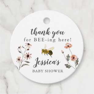 Honey Bee Floral Baby Shower Favor Tags